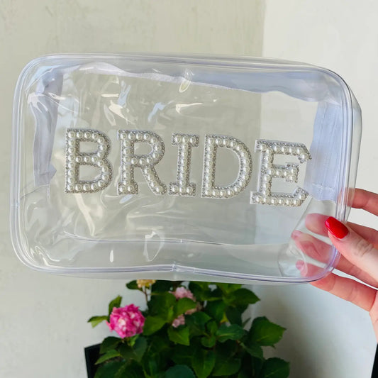 Bride Clear Cosmetic Bag | Bridal Party Gift | Wedding Day Getting Ready Bag