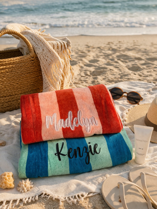 Custom Embroidered Beach Towels ☀️