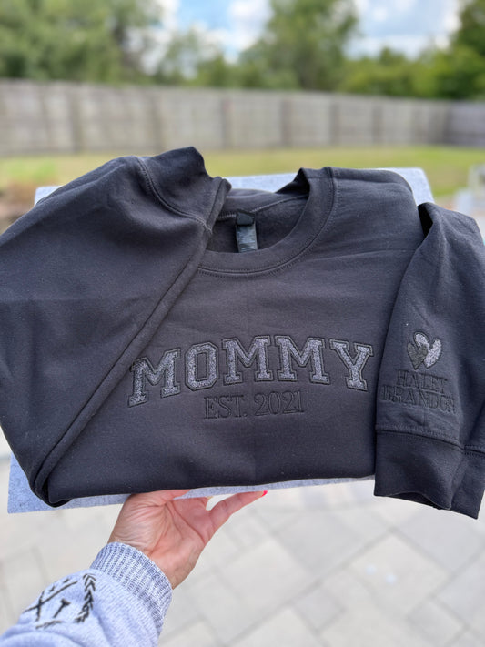 Custom Embroidered Mommy Sweatshirt | Personalized Mother’s Day Crewneck