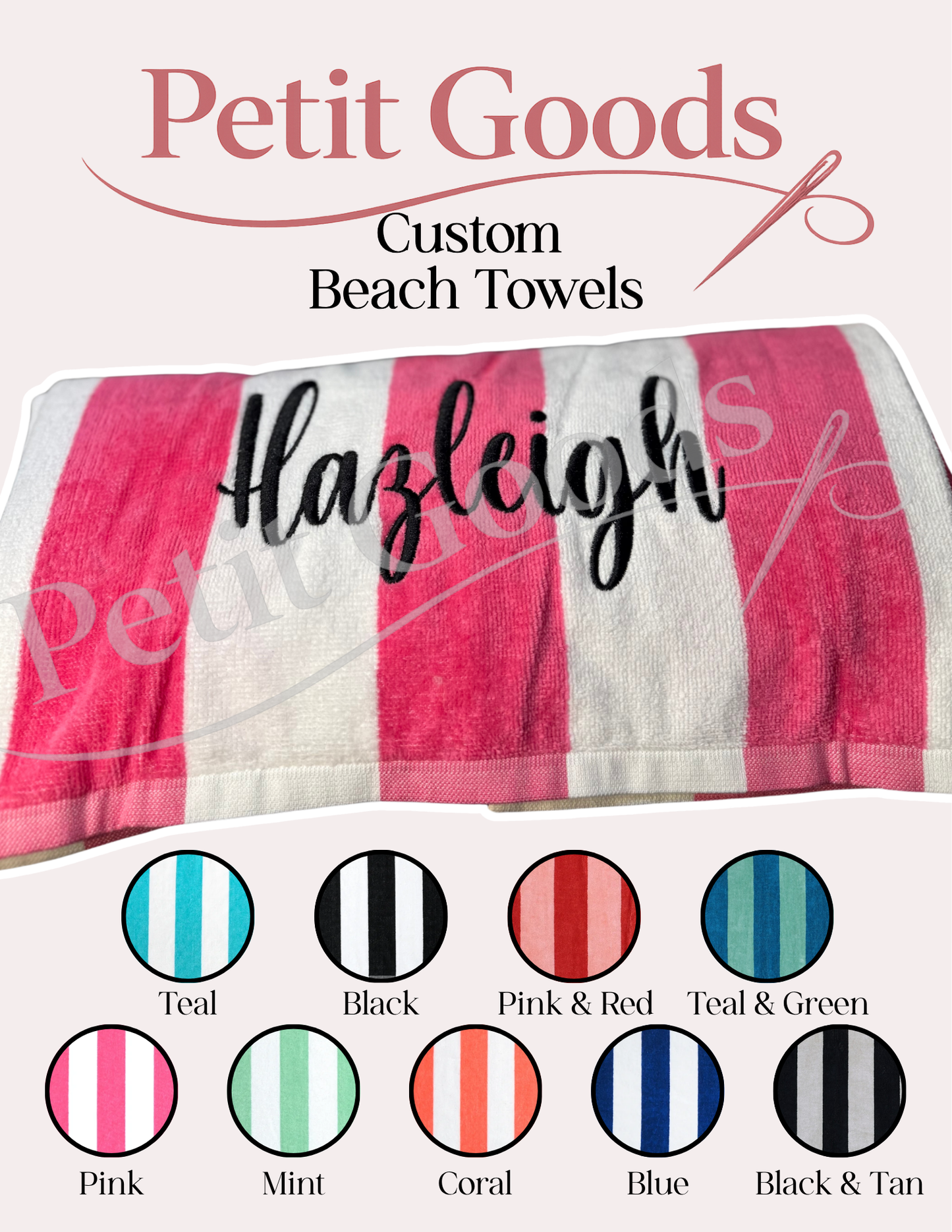 Custom Embroidered Beach Towels ☀️